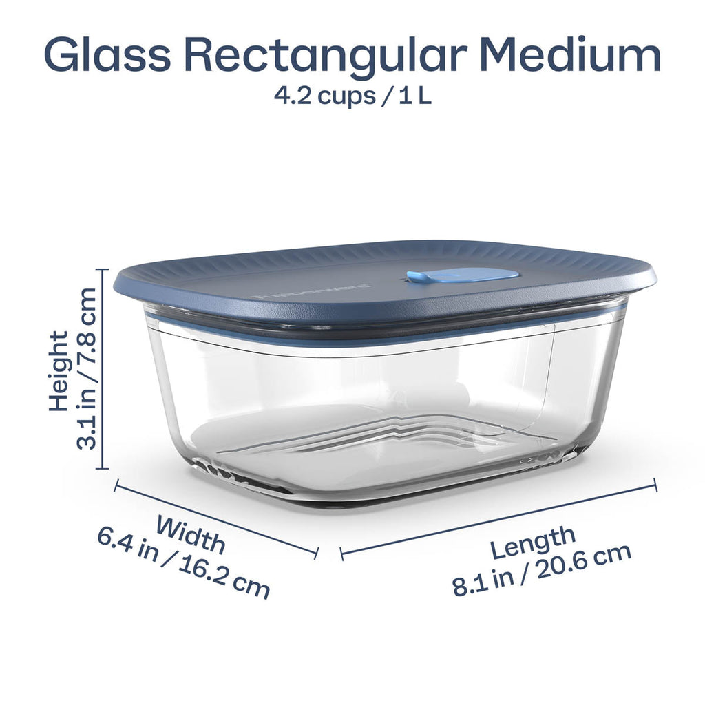 Tupperware Voila™ Glass Food Storage Container | Rectangular Medium
